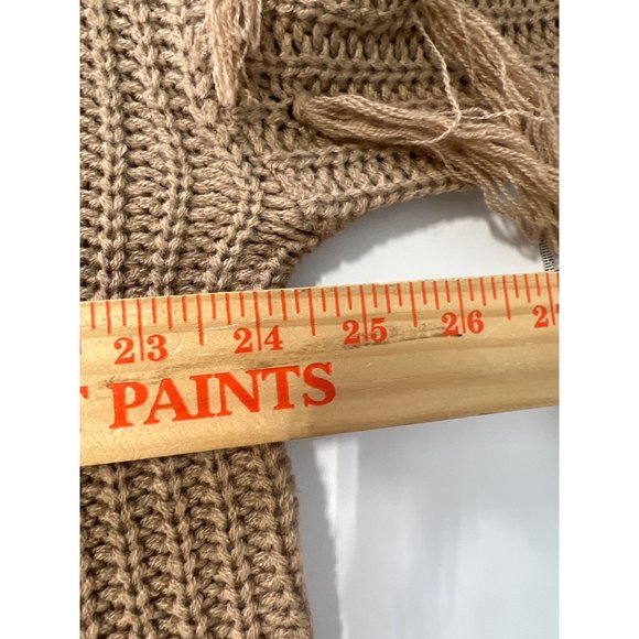 Annie Wear Fringe Tassel Round Neck Loose Fit Sweater Womens XL Camel Knit NEW - Picture 9 of 10
